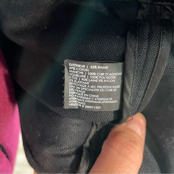 Club Monaco Women’s Black Utility Military Jacket Canvaa Leather Blazer XS - Picture 13 of 14